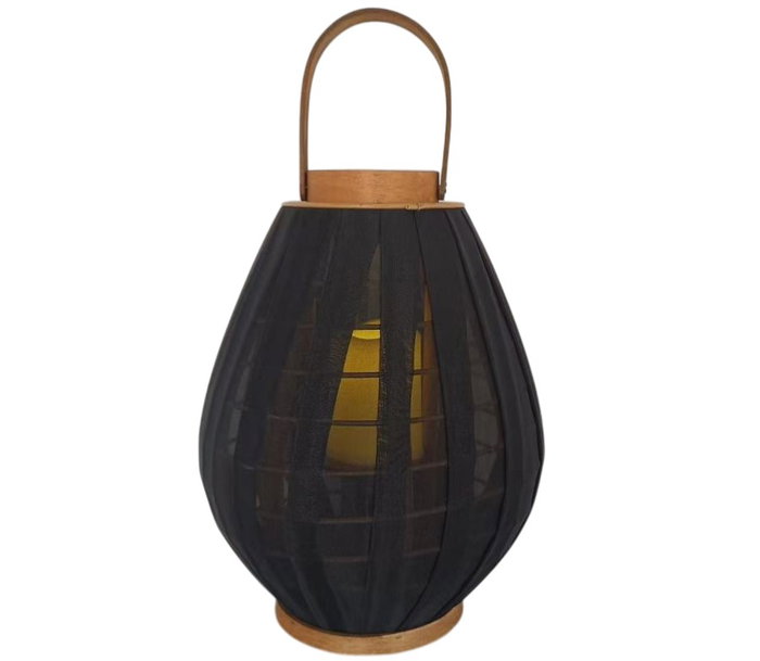DKD Home Decor Portavelas Bambú y Algodón Negro