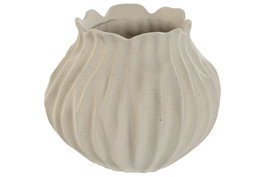 DKD Home Decor Jarrón de Porcelana Wavy Crema 18x18x15 cm