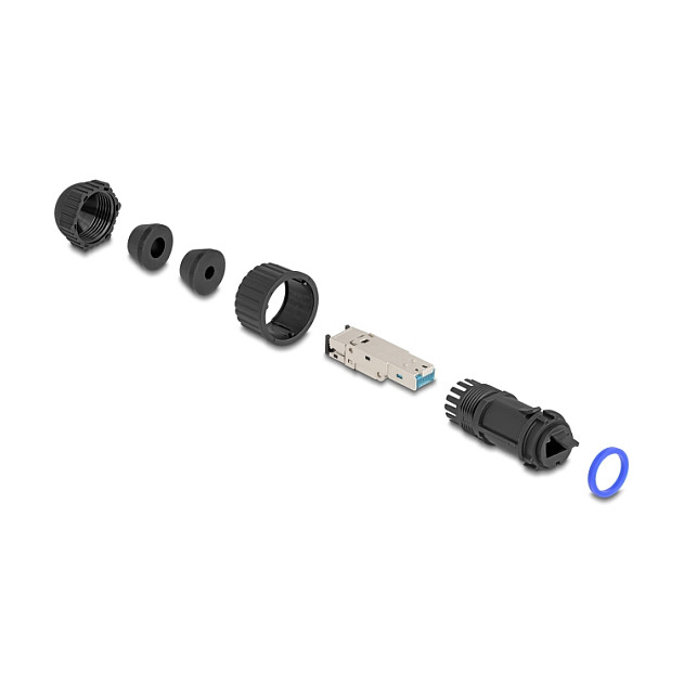 DeLOCK 67049 Conector de montaje de campo RJ45 Cat.6A con acoplador de paso IP68 DeLOCK 67049 Conector de montaje de campo RJ45 Cat.6A con acoplador de paso IP68