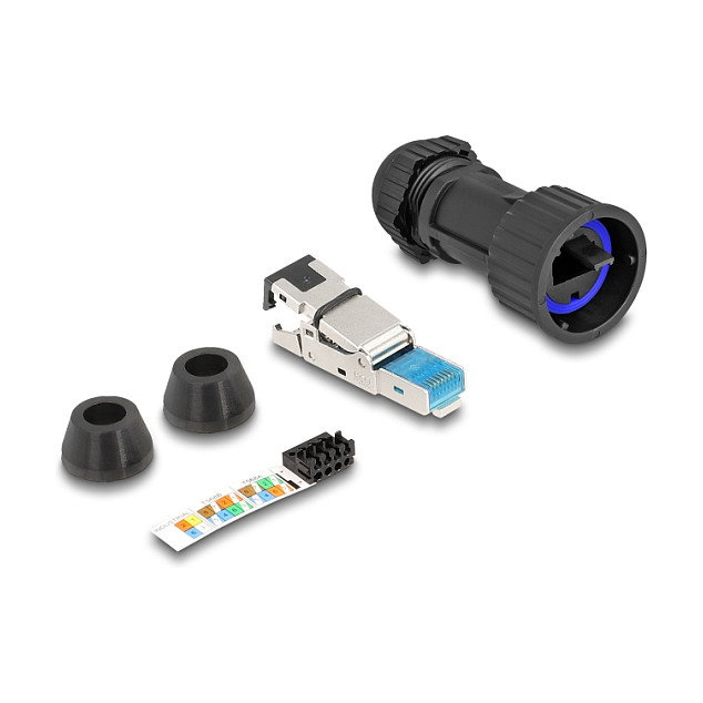 DeLOCK 67049 Conector de montaje de campo RJ45 Cat.6A con acoplador de paso IP68 DeLOCK 67049 Conector de montaje de campo RJ45 Cat.6A con acoplador de paso IP68