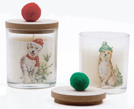 DKD Home Decor Set de 3 Velas de Cristal Multicolor Pompón Navidad Alpina