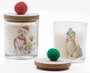 DKD Home Decor Set de 3 Velas de Cristal Multicolor Pompón Navidad Alpina