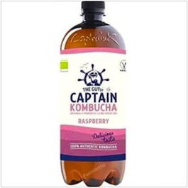 CAPTAIN Kombucha Frambuesa 1Lt. Bio Alimento fermentado vegano, sin gluten y bajo en calorías