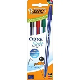 Bic Bolígrafo 516343 Tinta de Aceite Cristal, 4 Unidades, Colores Surtidos