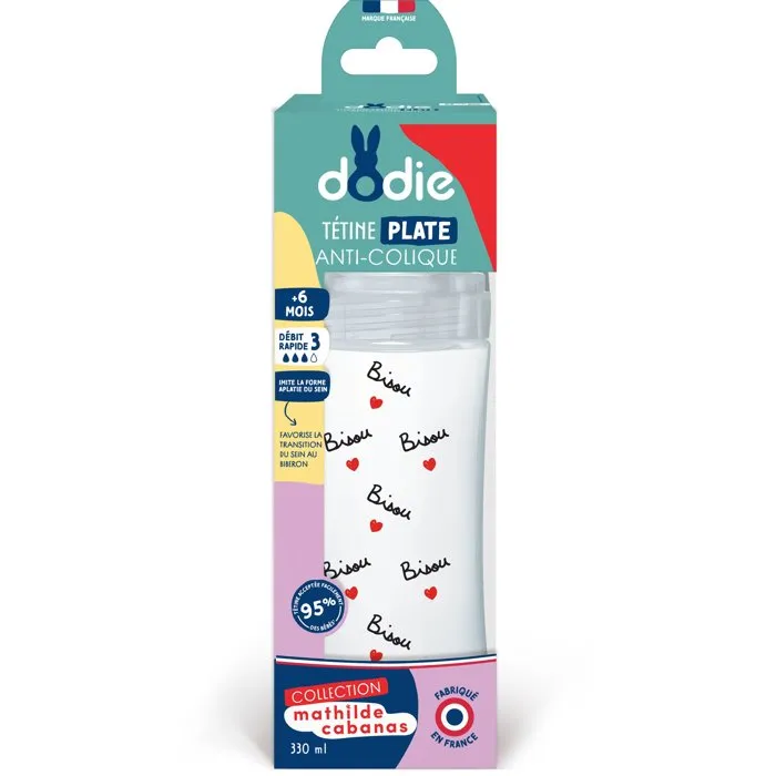 Dodie Biberón Anticólicos 330 ml Tetina Plana X Mathilde Cabanas 0-6 Meses Flujo 3 Transparente AAAQP04335