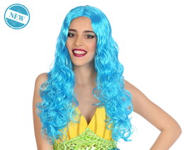 Atosa Peluca Larga Ondulada Azul Estilo Fantasía