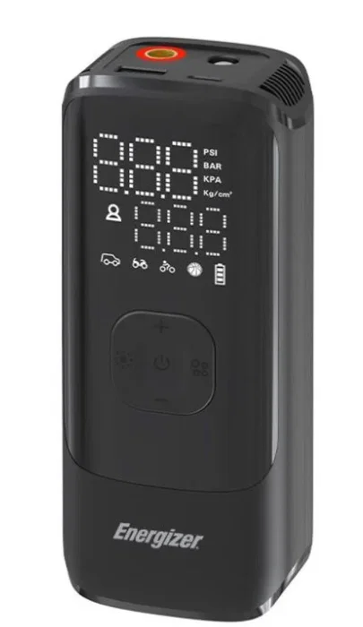 Energizer PAC4000 Compresor de Aire a Batería, 10.3 bar, con Foco Integrado, Apagado Automático y Pantalla, Negro, 444 g