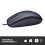 Logitech Ratón Óptico USB con Cable, 1000 DPI, 3 Botones, Diseño Ambidiestro, Plug & Play, Confort Tamaño Completo