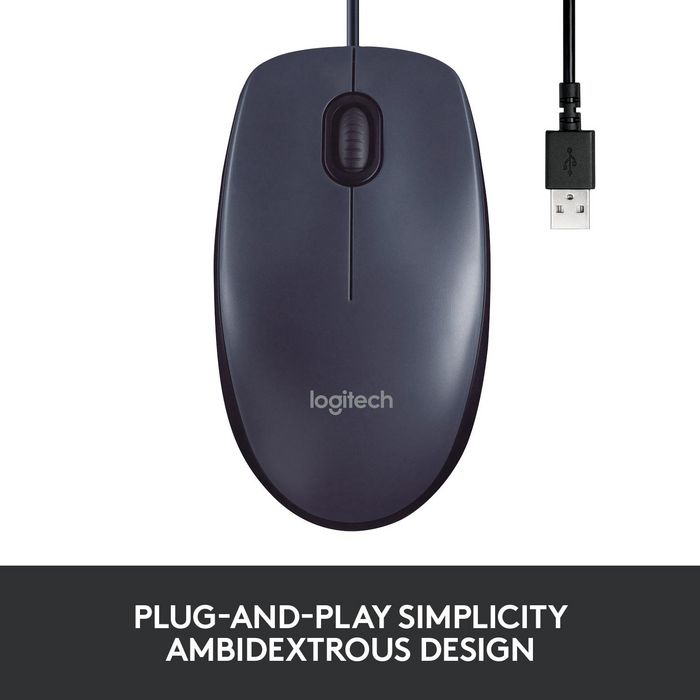 Logitech Ratón Óptico USB con Cable, 1000 DPI, 3 Botones, Diseño Ambidiestro, Plug & Play, Confort Tamaño Completo Logitech Ratón Óptico USB con Cable, 1000 DPI, 3 Botones, Diseño Ambidiestro, Plug & Play, Confort Tamaño Completo
