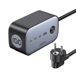 UGREEN 60113 Base de Enchufe con 1 Salida AC Tipo C, 4 Puertos USB, Cable 1,8 m, 3680 W, Negro