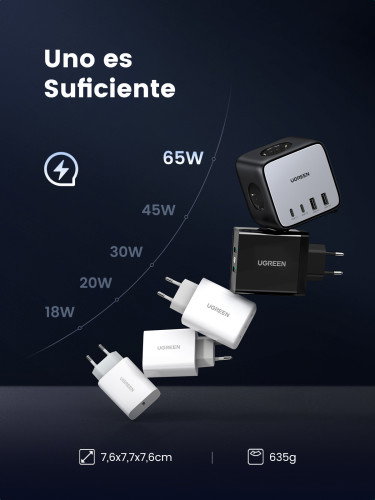 UGREEN DigiNest Pro 1 salida AC Tipo C, 4 puertos USB, 3680 W, Gris UGREEN DigiNest Pro 1 salida AC Tipo C, 4 puertos USB, 3680 W, Gris