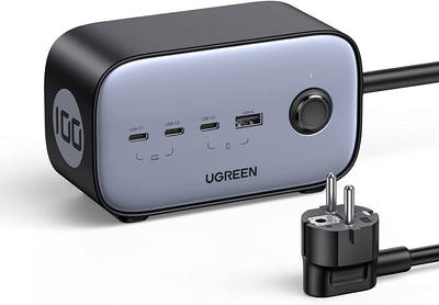 UGREEN 60113 Base de Enchufe con 1 Salida AC Tipo C, 4 Puertos USB, Cable 1,8 m, 3680 W, Negro