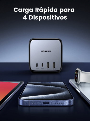 UGREEN DigiNest Pro 1 salida AC Tipo C, 4 puertos USB, 3680 W, Gris UGREEN DigiNest Pro 1 salida AC Tipo C, 4 puertos USB, 3680 W, Gris