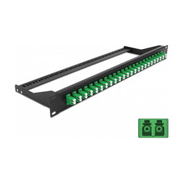 DeLOCK Panel de Parches Fibra 19" 24 Puertos LC Duplex, Montaje en Rack 1U, Negro y Verde