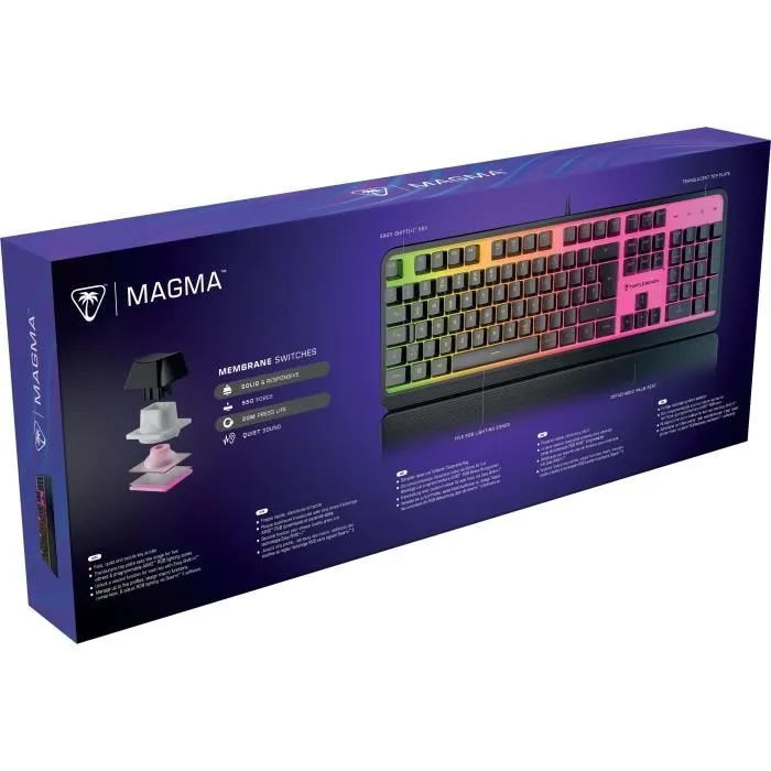 Turtle Beach Teclado para Juegos TUR0731855210206 Membrana RGB Negro, Teclas Silenciosas