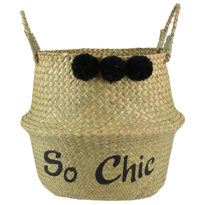 Idebox Cesta Thai Con Pompon Rangement Deco Altura 28 Diámetro 34 Idebox Cesta Thai Con Pompon Rangement Deco Altura 28 Diámetro 34