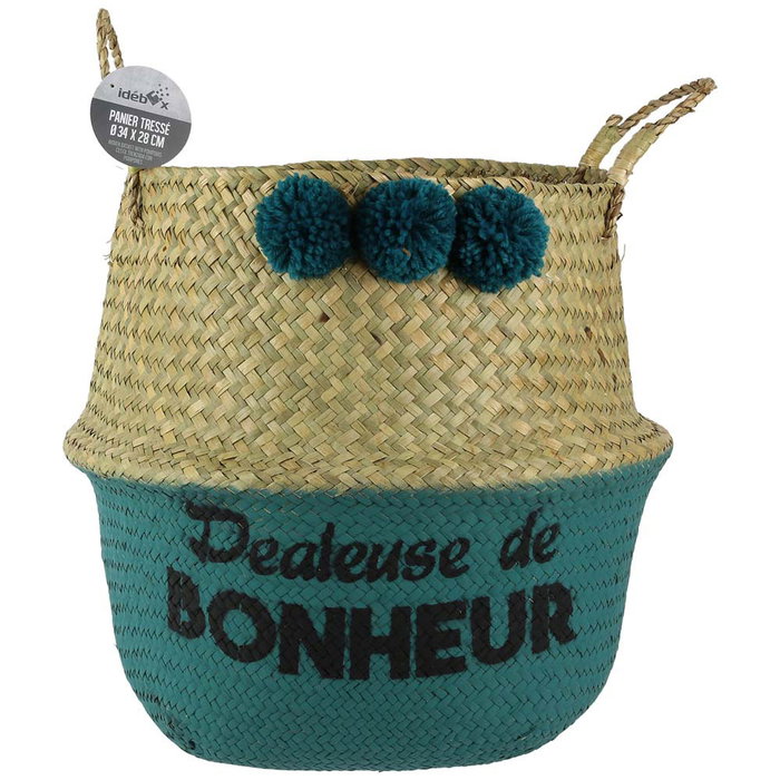 Idebox Cesta Thai Con Pompon Rangement Deco Altura 28 Diámetro 34 Idebox Cesta Thai Con Pompon Rangement Deco Altura 28 Diámetro 34