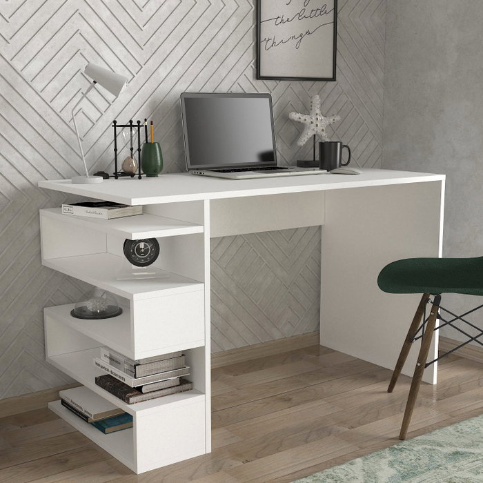 Hanah Home Mesa de estudio Snake - White, Escandinavo, Blanco