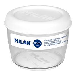Milan Fiambrera Hermética Redonda Nata 624 de Tritán Blanco 500 ml Libre de BPA, Apta para Microondas y Congelador, Resistente a Temperaturas