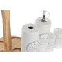 DKD Home Decor Set de Aceitera y Vinagrera de 4 Piezas en Gres y Madera Blanco