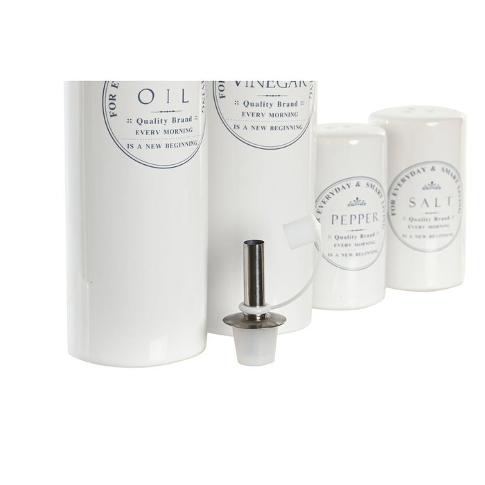 DKD Home Decor Set de Aceitera y Vinagrera de 4 Piezas en Gres y Madera Blanco DKD Home Decor Set de Aceitera y Vinagrera de 4 Piezas en Gres y Madera Blanco