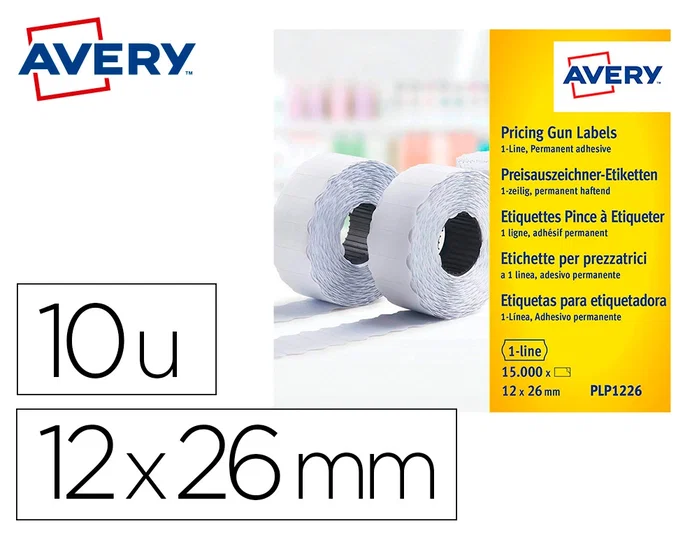 AVERY-DENNISON Etiquetas de Precios Adhesivo Permanente 26x12 mm Blanco Rollo 1.500 uds. AVERY-DENNISON Etiquetas de Precios Adhesivo Permanente 26x12 mm Blanco Rollo 1.500 uds.