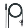 Nanocable Cable USB 3.2 Gen2x2 100W, USB-C+A a USB-C, 3m, Gris/Negro