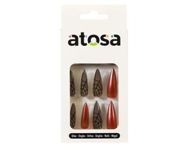 Atosa Uñas Postizas Halloween Rojas y Negras con Telarañas