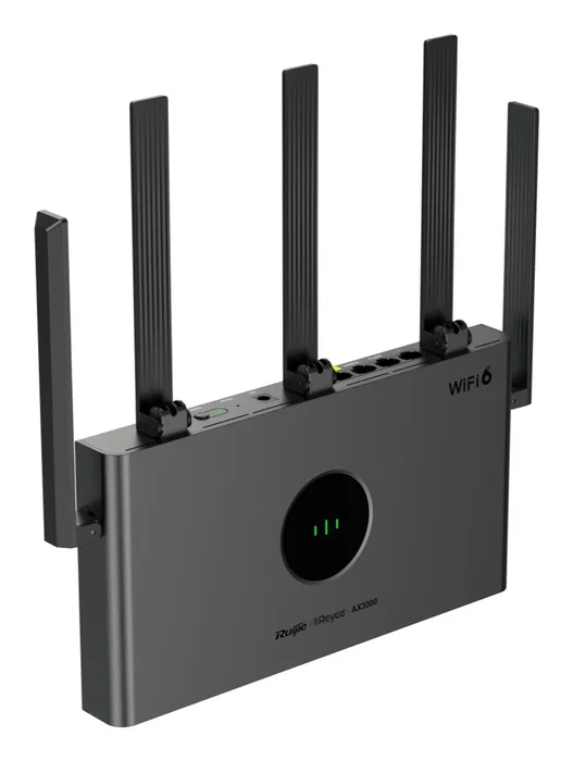 Ruijie Networks RG-EW3000GX Pro Router WiFi 6 Mesh, 2402 Mbps 5GHz, 4x Gigabit LAN, Dual WAN, 5 Antenas, Negro