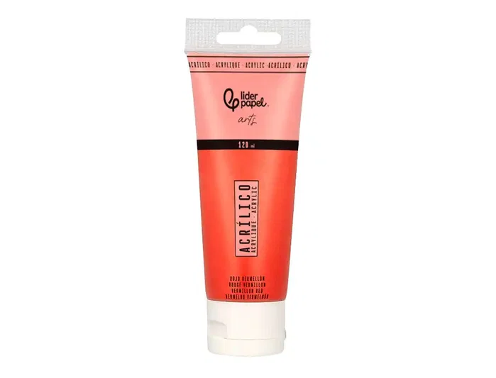 Liderpapel Pintura Acrílica Tubo Plástico 120 ml Rojo Bermellón