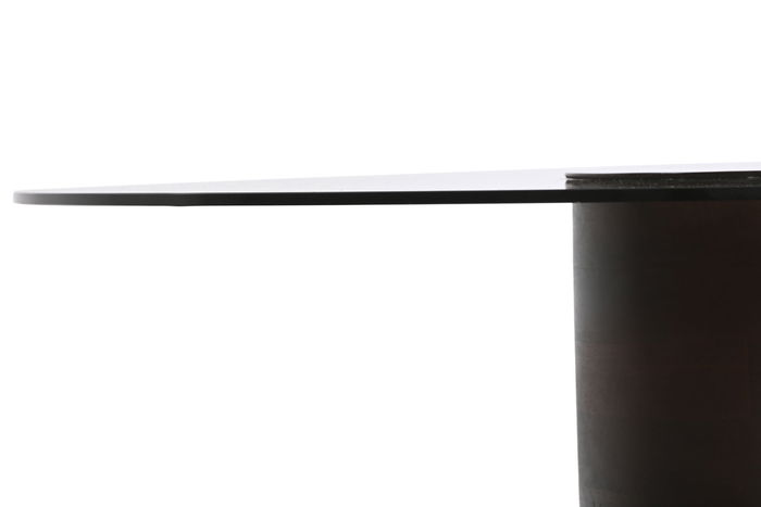 DKD Home Decor Mesa Centro Moderno Marron Oscuro Negro Cristal Mango 80x80x40 cm