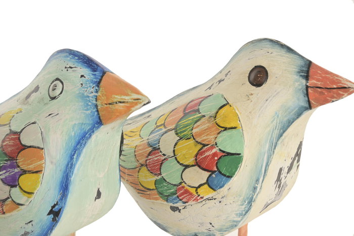 DKD Home Decor Figura de Pájaro en Metal, Surtido de 2 Unidades, Azul y Blanco