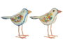 DKD Home Decor Figura de Pájaro en Metal, Surtido de 2 Unidades, Azul y Blanco