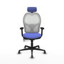 PIQUERAS Y CRESPO Silla de oficina Jorquera con mecanismo Sincro/Traslack, Azul claro y Blanco