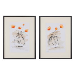 Cuadro Pintura Jarrón-Flores 2/M 60 X 4 X 80 cm (Set de 2)