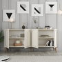 Hanah Home Lyon 81 Consola Crema y Nogal 180cm Ancho x 81cm Alto x 35cm Fondo