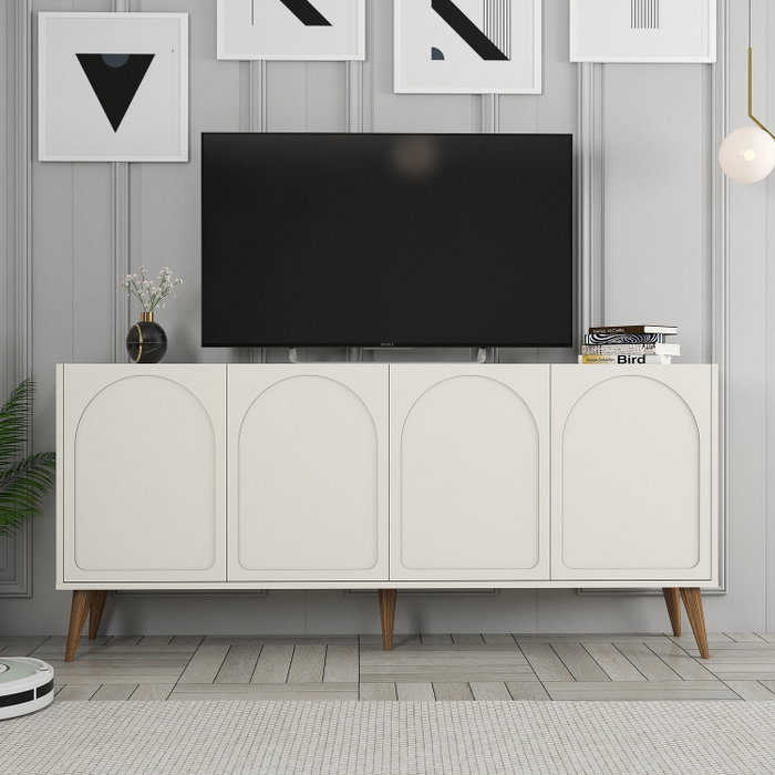 Hanah Home Lyon 81 Consola Crema y Nogal 180cm Ancho x 81cm Alto x 35cm Fondo