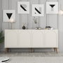Hanah Home Lyon 81 Consola Crema y Nogal 180cm Ancho x 81cm Alto x 35cm Fondo
