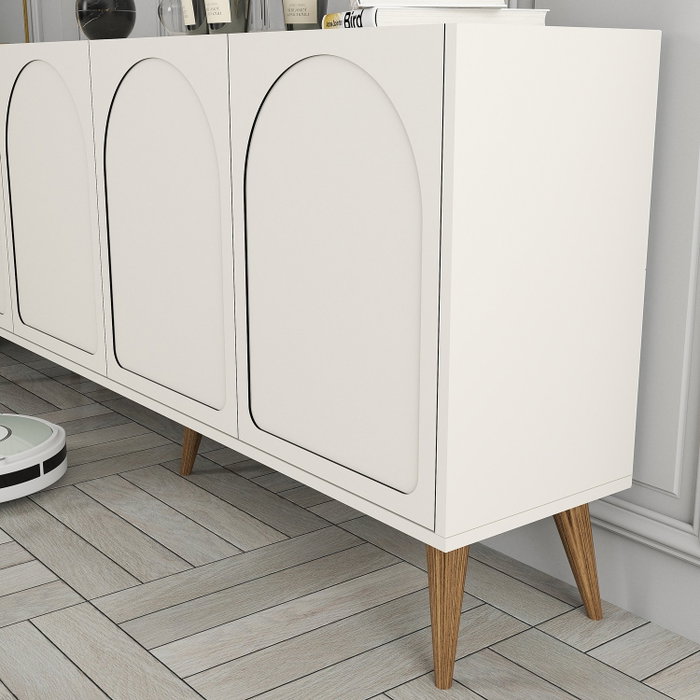 Hanah Home Lyon 81 Consola Crema y Nogal 180cm Ancho x 81cm Alto x 35cm Fondo