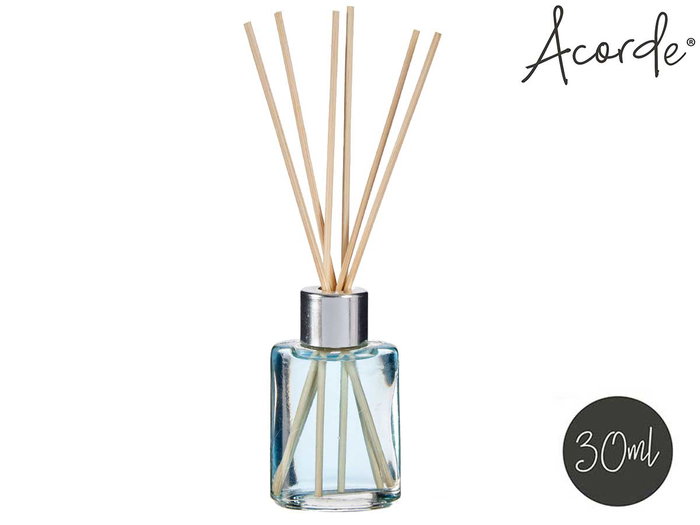 ACORDE Mikado Ropa Limpia 30 ml con Varillas de Ratan para Evaporación Natural y Dimensiones 4.4x7.9x2.9 cm (Set de 24)