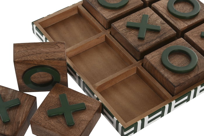 DKD Home Decor Juego de Mesa Tres en Raya de Mango y Resina