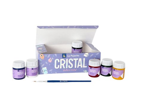 La Pajarita Kit de Pintura Cristal Colores Surtidos con Pincel