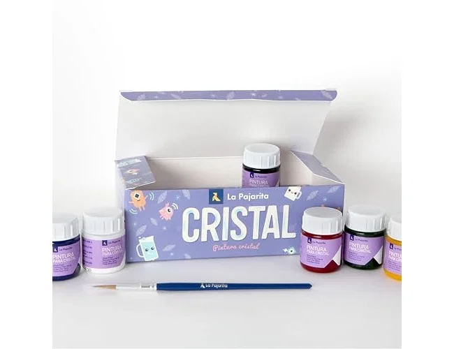 La Pajarita Kit de Pintura Crystal para Cristal y Superficies No Porosas, 6 Colores Surtidos