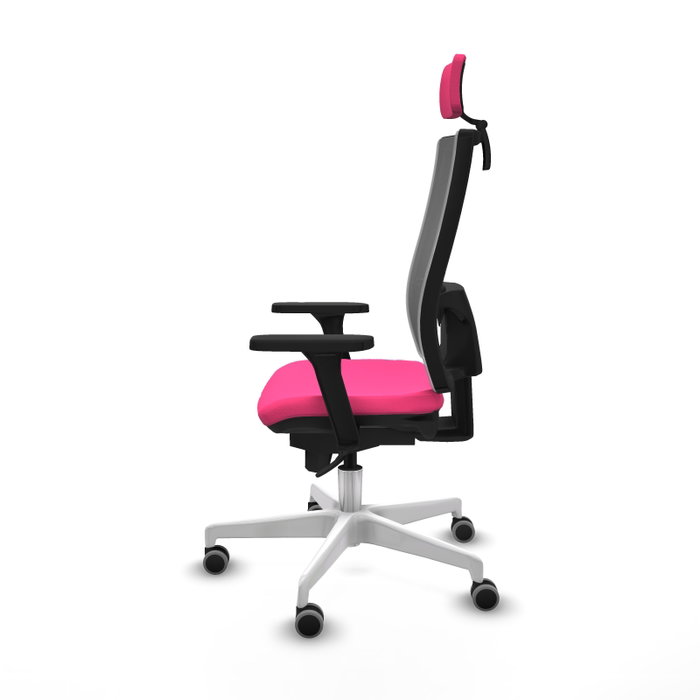 PIQUERAS Y CRESPO Silla de oficina Horna Rosa y Gris con Mecanismo Sincro
