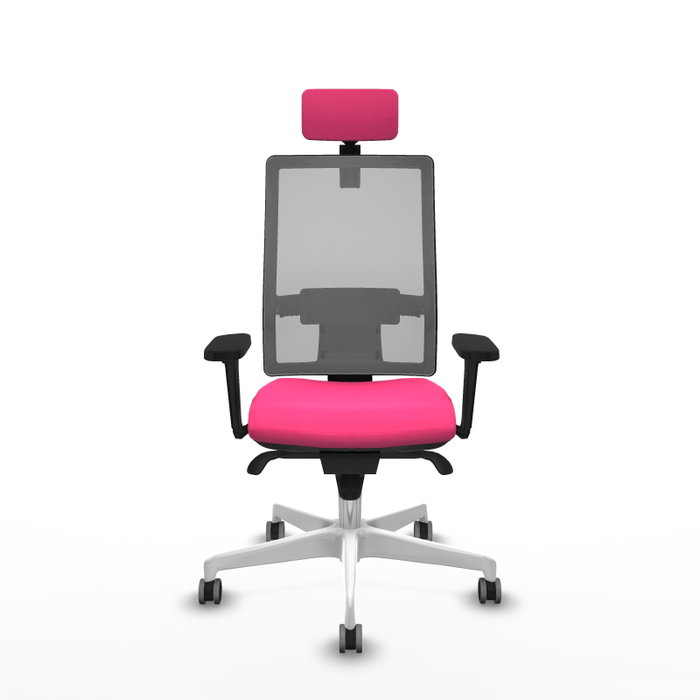 PIQUERAS Y CRESPO Silla de oficina Horna Rosa y Gris con Mecanismo Sincro