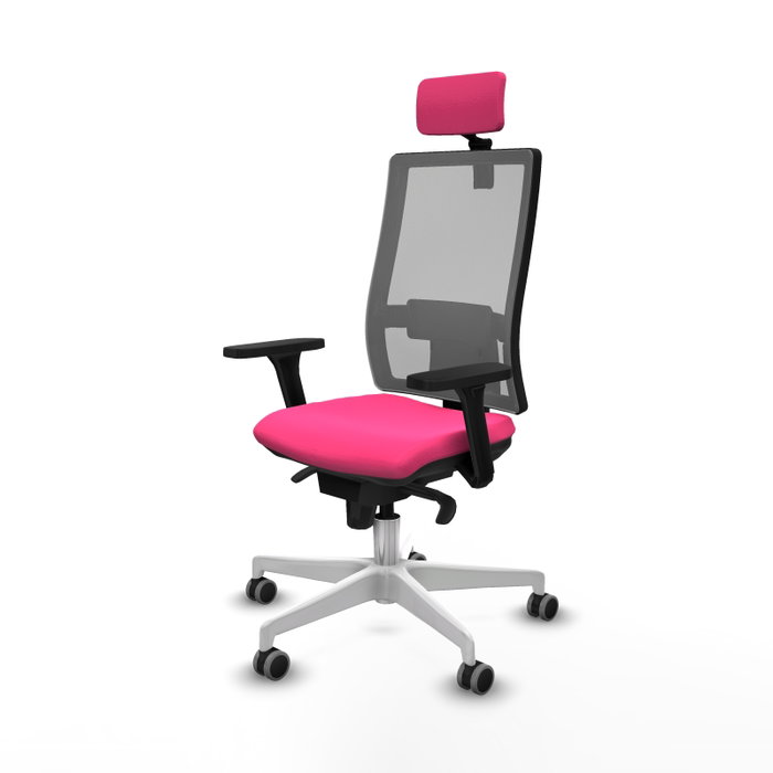 PIQUERAS Y CRESPO Silla de oficina Horna Rosa y Gris con Mecanismo Sincro