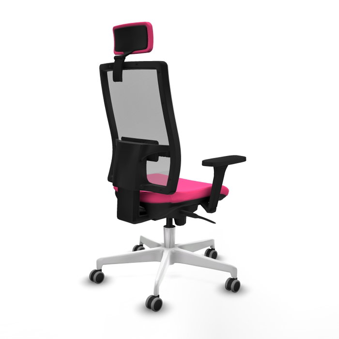 PIQUERAS Y CRESPO Silla de oficina Horna Rosa y Gris con Mecanismo Sincro