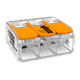Wago 221-613 Conector Compacto Serie 221, 3 Conectores, 41A, 450V, 6mm² Transparente (30 Piezas)