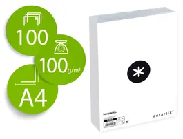 Antartik Papel A4 90 g Blanco Liso - 100 Hojas - Papel Extrablanco 100 g/m2 para Escritura Fluida, Formato 210 x 297 mm