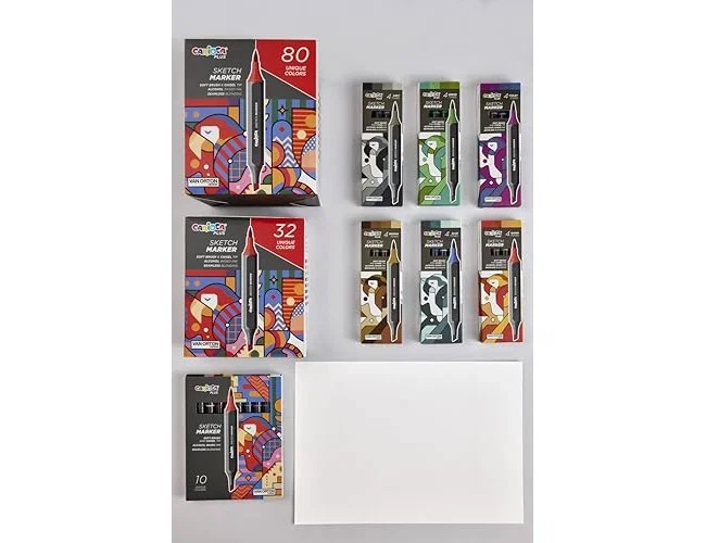Carioca Plus Sketch Rotuladores Doble Punta Cincel/Pincel Colores Surtidos Caja Premium 32 UD